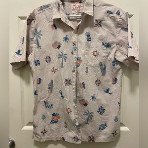 Men’s Kahala Aloha Authentic Hawaiian Shirt Size Medium Off White